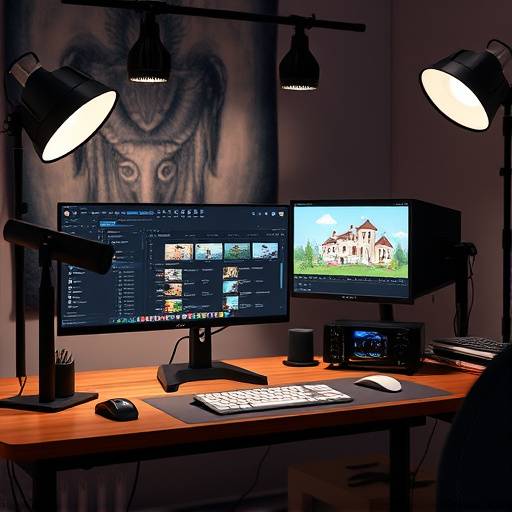 Station de montage vidéo avec logiciel - Illustration