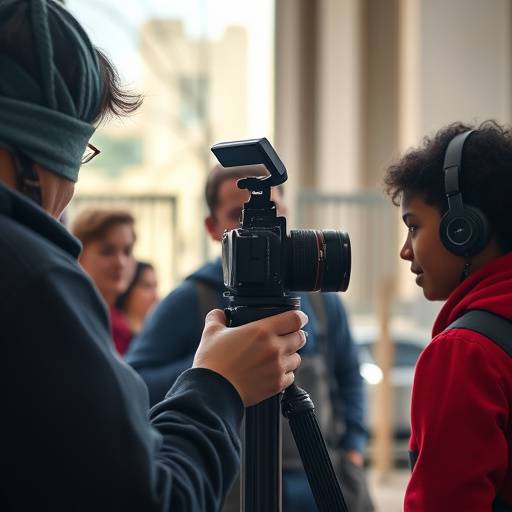 √âtudiants en r√©alisation apprenant la manipulation de la cam√©ra